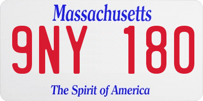 MA license plate 9NY180