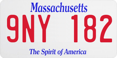 MA license plate 9NY182