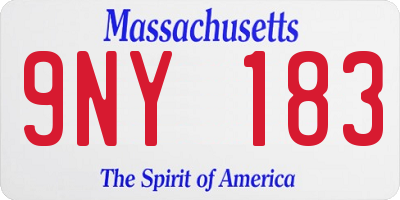 MA license plate 9NY183