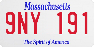 MA license plate 9NY191