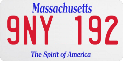 MA license plate 9NY192