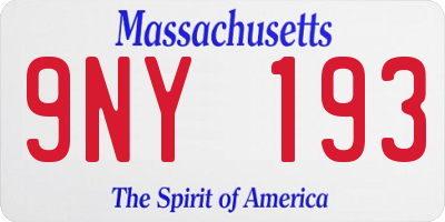 MA license plate 9NY193
