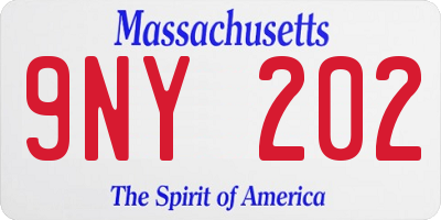 MA license plate 9NY202