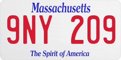 MA license plate 9NY209