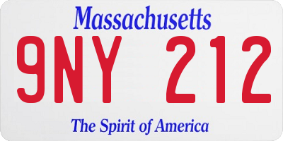 MA license plate 9NY212