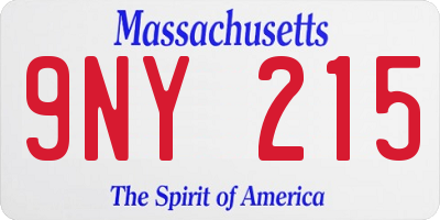 MA license plate 9NY215