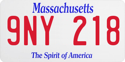 MA license plate 9NY218