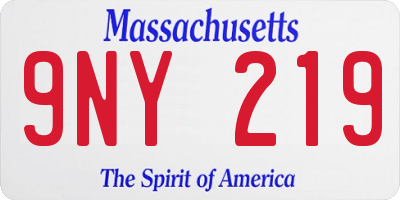 MA license plate 9NY219