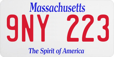 MA license plate 9NY223