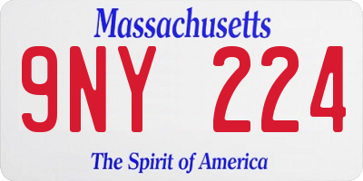 MA license plate 9NY224