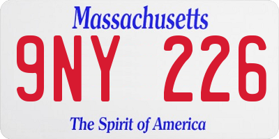 MA license plate 9NY226