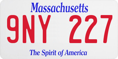 MA license plate 9NY227