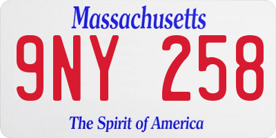 MA license plate 9NY258