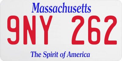 MA license plate 9NY262