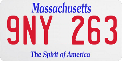 MA license plate 9NY263