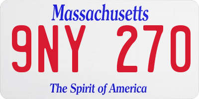 MA license plate 9NY270