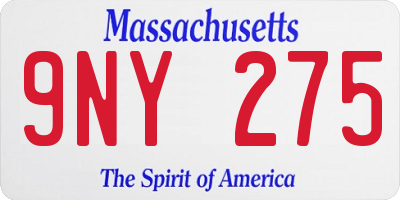 MA license plate 9NY275