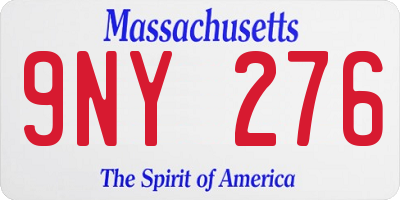 MA license plate 9NY276