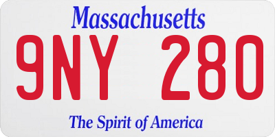MA license plate 9NY280