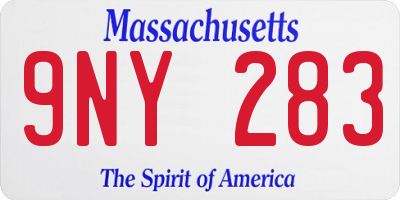 MA license plate 9NY283