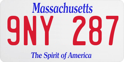 MA license plate 9NY287