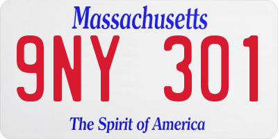 MA license plate 9NY301
