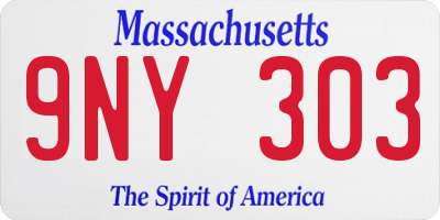 MA license plate 9NY303