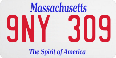 MA license plate 9NY309
