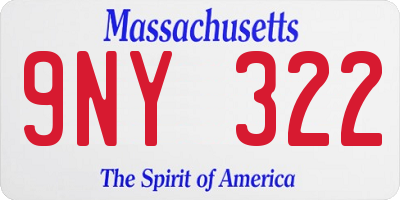 MA license plate 9NY322