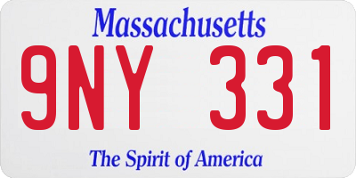 MA license plate 9NY331