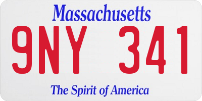 MA license plate 9NY341