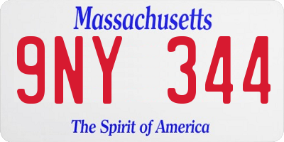 MA license plate 9NY344