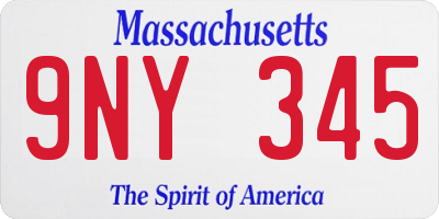 MA license plate 9NY345