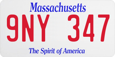 MA license plate 9NY347
