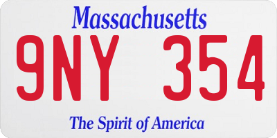 MA license plate 9NY354