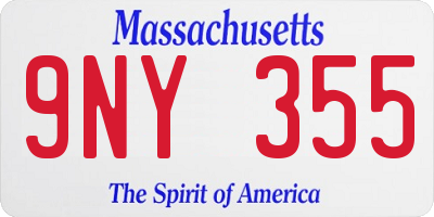 MA license plate 9NY355