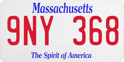 MA license plate 9NY368
