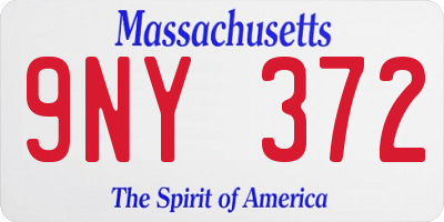 MA license plate 9NY372