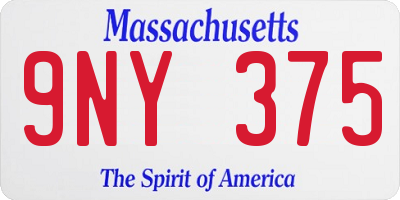 MA license plate 9NY375