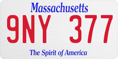 MA license plate 9NY377