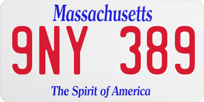 MA license plate 9NY389
