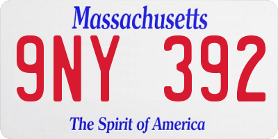 MA license plate 9NY392
