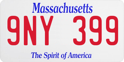 MA license plate 9NY399