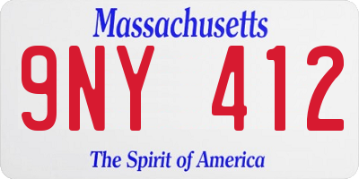 MA license plate 9NY412