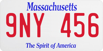 MA license plate 9NY456