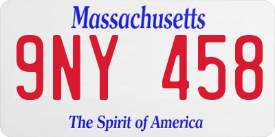 MA license plate 9NY458