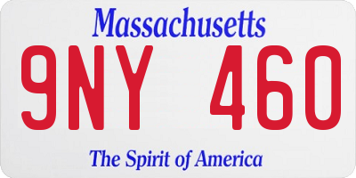 MA license plate 9NY460