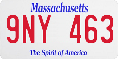 MA license plate 9NY463