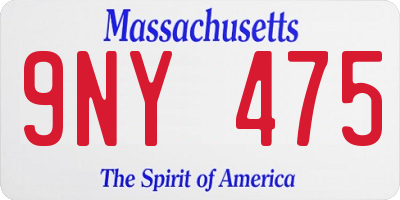 MA license plate 9NY475