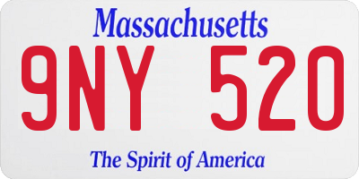 MA license plate 9NY520